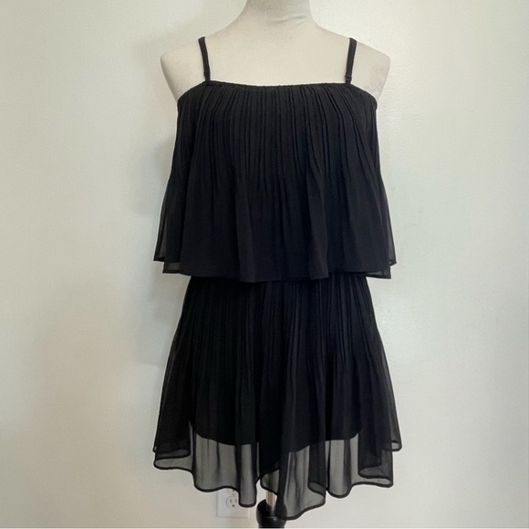 Exlura Black Chiffon Overlay Summer Romper. Women's Small. Flowy & Lightweight - Picture 1 of 10